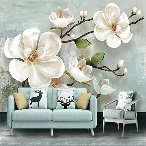 Customize Any Size 3D Wallpaper Stereo Relief Magnolia Flower Murals Modern Simple Living Room Bedroom Home Decor Wall Painting,250cmX175cm