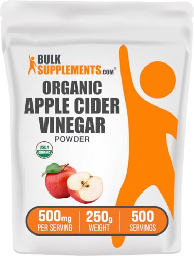 BulkSupplements.com Organic Apple Cider Vinegar Powder - Apple Cider Vinegar Supplement, ACV for Digestive Support - Vegan & Gluten Free, 500mg per Serving, 250g (8.8 oz) (Pack of 1)