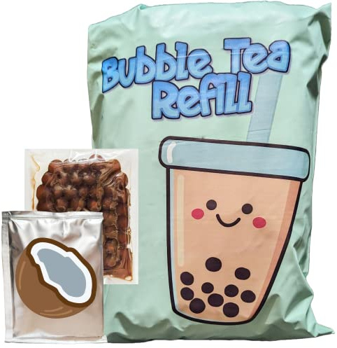 Bubble Tea Kit Refills - Extra Boba Pearls & Milk Tea Powder Packets For Bubble Tea Set. Instant Tapioca Pearls/Boba Balls In Brown Sugar Syrup, 3 in 1 Flavoured Milkshake Powder Drink Mix.