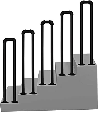 Safety Handrails for Outside Steps Round Tube Terrace Decking Balustrade for Indoor Outdoor 75 85 90 100cm Transitional Handrail Fits 1 Step (Size : 35cm(1.1ft)) (75cm(2.5ft)) (85cm(2.8ft))