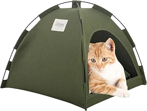 TIIFFY Haustierzelt, Katzenbett for Katzen Und Kleine Hunde, Kühlbett for Zuhause, Tipi-Bettzelt, Foto-Requisiten, Geschenk for Katzenliebhaber (Color : Green, Size : L)