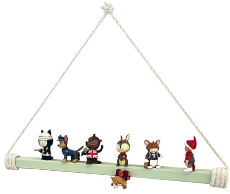 NoriKids Stange für Tonies – für bis zu 40 Tonies – Mintgrün/Creme | Regal für Tonies aus magnetischer Stange mit Kordel – Tonie Aufbewahrung – handgefertigtes Kinderregal