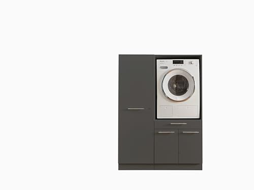 Laundreezy Waschmaschinenschrank und Mehrzweckschrank, Anthrazit - Waschmaschinen-Überbauschrank TÜV-Zertifiziert mit viel Stauraum - 117,5 x 162 x 67,5 cm (B/H/T)