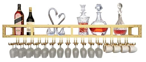 LIGUOYI Weinglashalter Metall, Weinglashalter Zum Umhangen Mit Schiene Eisen Weinflaschenhalter Platzsparend 60~150CM Für Küche Bar, Mit Schrauben Stabil Weinregal Glashalter Wand Regal