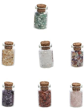 CAXUSD 7pcs Glass Bottles Lids Mini Wishing Bottles for Home Decor Diy Crafts Random Color