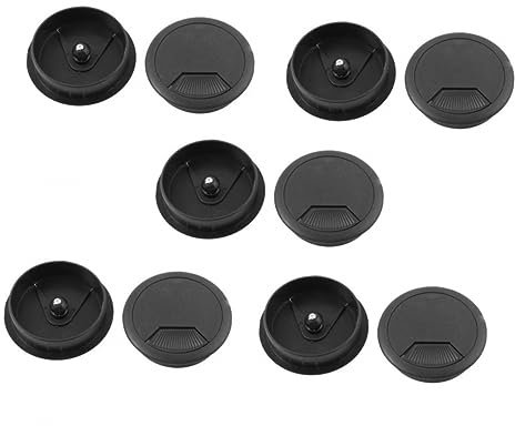Black round Desk Grommet 50mm Plastic Cable Hole Cover