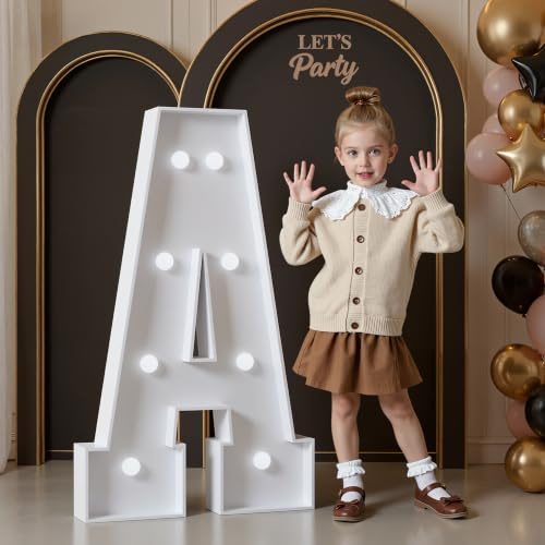 Mixifox 90cm Weiß Leuchtbuchstaben, Gigantische Leuchtende Buchstaben A | Deko Geburtstag, Hochzeitstag, Hochzeit Verlobungsdekoration, Geburtstagsfeier 21 Pcs Accessory Set