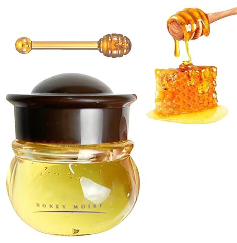 Hydrating Honey Pot Lip Balm,Nourishing Bee Balm Lip Sleeping Mask,Long Lasting Moisturizing Plumping Lip Care Gloss With Brush,Lip Exfoliator & Moisturizer for Dry & Chapped Lips