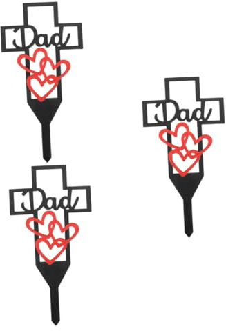 BESPORTBLE 3stücke Metallkreuz Grabdekoration Für Verstorbene Wetterfestes Gartenzeichen Gedenkstein Für Friedhof Leichtes Und Tragbares Grabkreuz Für Trauernde Geeignet Für Garten