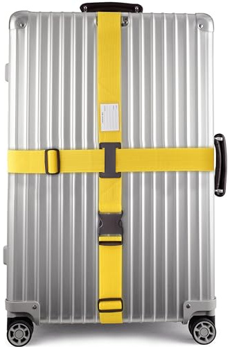 OW-Travel Cinta para Maletas de Viaje Cruz (1 Pieza Amarillo) Correa Maleta Resistentes Cinta Maleta Seguridad. Fáciles de Ubicar Correas Maletas Viaje con Etiqueta. Correa Equipaje Luggage Strap