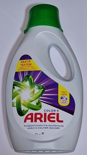Ariel Flüssigwaschmittel Waschmittel, 25 Waschladungen Color+, Kraftvolle Fleckenentfernung Schon Ab Der 1. Wäsche