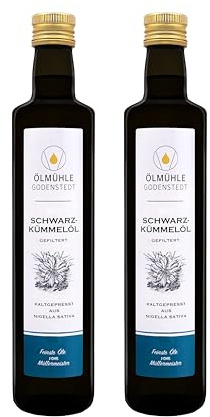 Schwarzkümmelöl 2x500ml, gefiltert - täglich frisch gepresst, ägyptische Nigella Sativa Saat, 1. Kaltpressung direkt von der Ölmühle mit Öko-Strom in Deutschland hergestellt
