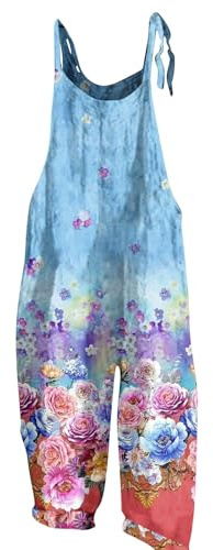 Sleeveless Jumpsuit for Women 2024 Summer Casual Loose Baggy Romper Cute Floral Print Playsuits Fit Party Trousers Pants