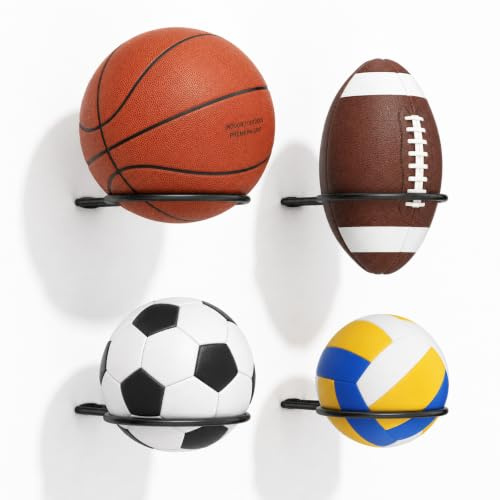 jockcaras Basketball Holder Wall Mount: Ball Wall Storage Rack for Display, Ball Wall Mount for Basketball, Soccer Ball, Volleyball, Football, Rugby, Ball Holder as Sports Room Decor