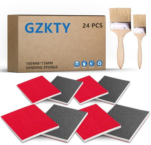 GZKTY 36 Stück Nass Schleifschwämme Set - Schleifpads Set Nass-Trocken Schleifpapier Grit P180-P2500 - Schleifblock für Autolack, Schleifschwamm für Metall, Modellbau, Lack, Holzfiguren und Holz