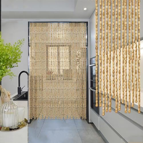 tow000ack Bambus Perlenvorhang Türvorhang Hängender Bambusvorhang Dekoration Teilervorhänge Panel Fadenvorhang für Wohnzimmer Schlafzimmer Balkontür,Breite x Höhe (Wood,70cm x 80cm(70 Stränge)