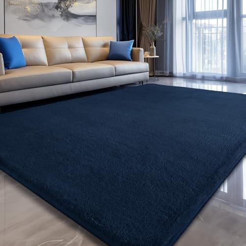 Sour Lemon Teppich Wohnzimmer 160x230cm,Blau Teppich fürs Schlafzimmer | Waschbar modern Teppiche, rutschfester flauschig Kurzflor Teppich, fusselfrei für Kinderzimmer Mädchen Junge, Schlafzimmer