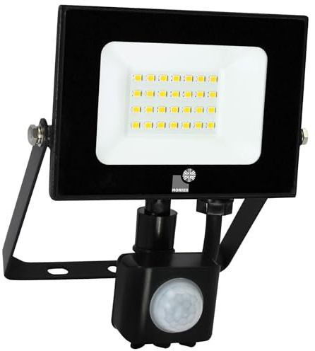 Morris LED Floodlight 20w with PIR Motion Sensor, Outdoor Security Light, Garden Wall Light (20, Watts)