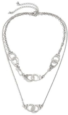 Faszinierend Halskette Ketten Schmuck Herren Frauen Anhänger Necklace Hip Hop Persönlichkeit Handschellen Patchwork Halskette, Herren Einfache Layered Pullover Kette