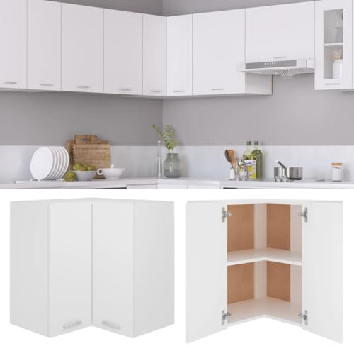 HEFZGDB Eckhängeschrank Weiß 57x57x60 cm Holzwerkstoff Büroschrank Küchenschrank Buffetschrank Küchenschränke für Wohnbereich Speisesaal Badezimmer Küche