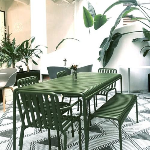 Generisch Outdoor Essgruppe Tisch und Stuhlkombination Set aus Eisen Garten Tisch und Stuhlset für den Außenbereich 180CM