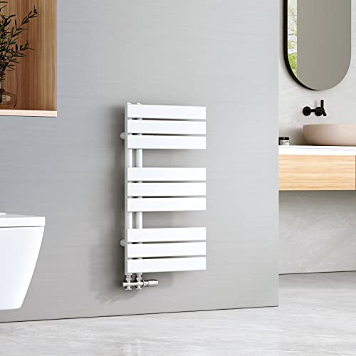 EMKE Scaldasalviette ad Acqua Calda, 762x400 mm, Bianco, 342 W | Termoarredo da Parete,Porta Salviette Riscaldato, Facile Installazione, Design Moderno