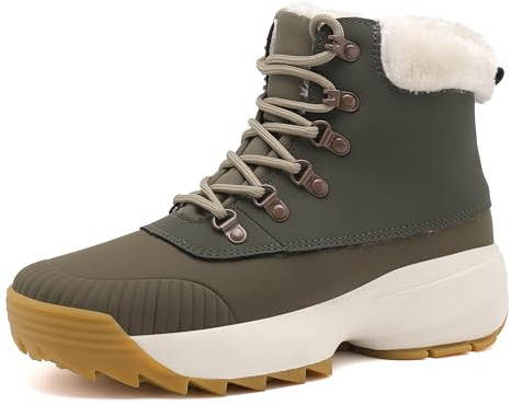 FOGOIN Barefoot Boots Womens Snow Boots Winter Warm Fur Lining Barefoot Shoes Waterproof Non-Slip Walking Boot with Wide Toe Box