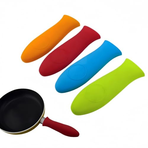 4 Pcs Silicone Hot Handle Holder,Pan Handle Cover,Sleeve Heat Protector,Silicone Pan Han/dle Covers Grips for Cast Iron Skillets&Metal P/ans,heat resistant handles,Saucepan Han/dle Co/vers (4 Colors)