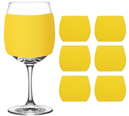 sourcing map 6 Pcs Sublimation Blank Wine Glass Sleeves, Reusable Neoprene Insulated Wine Glass Cover Protector for Cold Drinks Sublimation Ornaments Supplies, Yellow