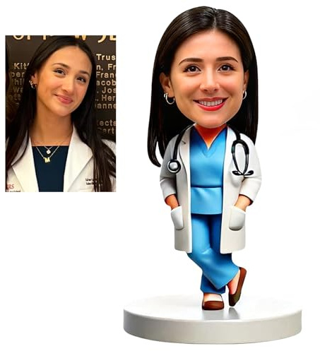mydedor Bobblehead de médico personalizado de la foto, regalo personalizado hecho a mano para mujeres, enfermeras, graduadas médicas, decoración de escritorio de oficina, regalo de cumpleaños de