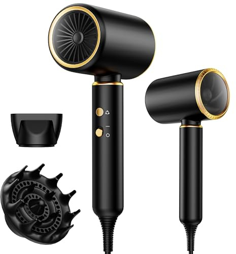 Föhn,Fön,Haartrockner Ionen mit Diffusor-Konzentrator-Düse | 2400W Turbo-Ultra-Leise-Motor|Haarfön 4-in-1|Mit Heiß- und Kaltzyklus|4 Heiz-2 Geschwindigkeitsstufen|mit Schnelle Aufheizung