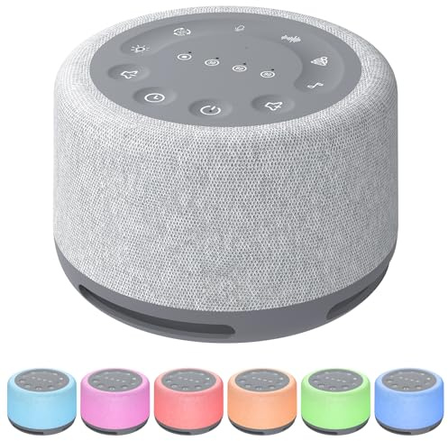 FUNYKICH Macchina del Rumore Bianco, 30 Suoni per Dormire con 3 Modelli di Respirazione,Rumore Bianco per Dormire, 7 Luci Colore & Notturna, Registrazione Vocale, per Adulti E Neonati,Grigio
