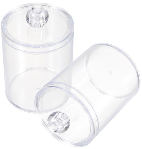 Genérico Caja de Almacenamiento Acrílica Transparente Tapa para Hisopos y Discos de Algodón, Organizador Compacto para Baño, Porta Hisopos y Discos, Contenedor Resistente y Ligero