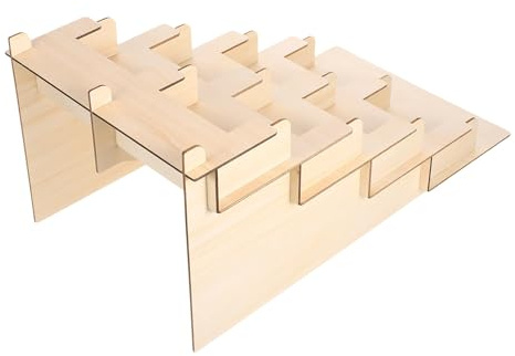 EXAOMBLE Holz Kartenhalter mit 4 stöckigem Design Minimalistischer Sticker Display Stand für Tisch und Theke Organisiertes Aufbewahren von Aufklebern und Kleiner Kunstdrucken