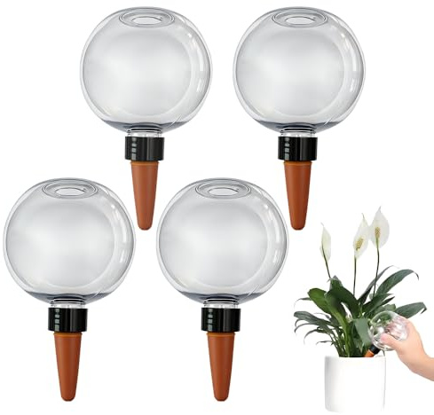 KQWVZ Globos De Riego De Plantas 500ml, 4 Pieza Autorriego Globos Bolas De Riego, Cebollas De Riego Transparentes, Bola De Goteros De Riego para Plantas De Interior, Balcón Jardín, Autoriego