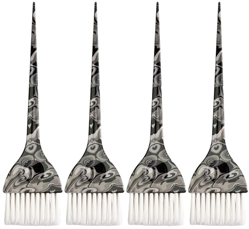 Simply Hair Tint Hair Dye Brushes – Set of 4 - Unique Patterns Hair Brush Set - Ultra-Soft, Flexible Bristles for Root Touch-Ups, Hair Dye, Highlights & Balayage Black