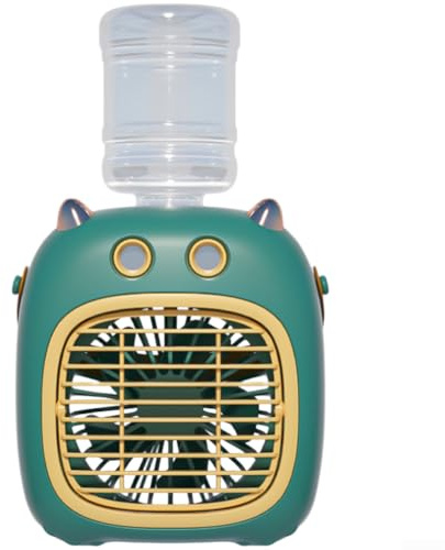 Sawhamale Ventilador portátil de mano con niebla de refrigeración de doble pulverización, ventilador de escritorio recargable por USB con 4 velocidades y humidificador integrado, ventilador personal