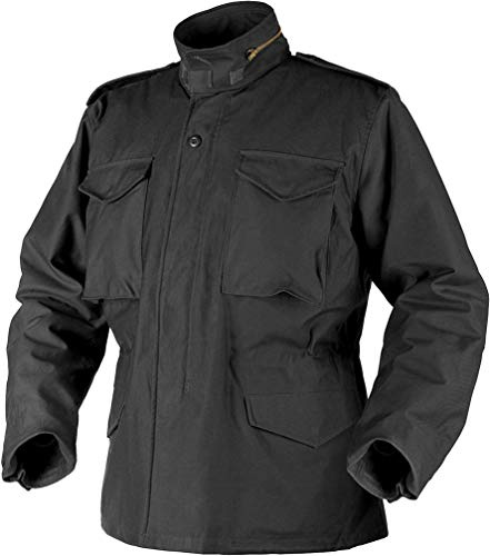 Helikonspärrjacka M65 fältjacka – NyCo Satin – svart, svart, XL