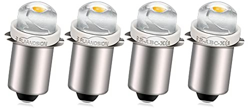 Ruiandsion P13.5S LED Bulb DC 5-24V 0.5W 3000K Warm White LED Light Bulb,100 Lumens,Negative Earth (Pack of 4)