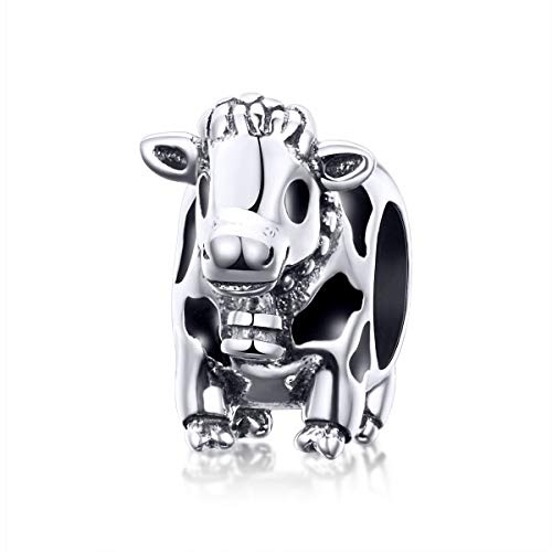 NewL Animal Collection Charm-Anhänger aus 925er Sterlingsilber, niedliches Rinderkuh, passend für Original-Armbänder