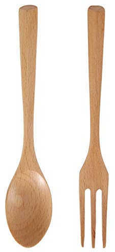 Löffel und Gabel Set Holz leichte natürliche tragbare Dessert Suppe Geschirr für Home Kitchen Reisen Camping Utensil 2Pack(spoon fork set)