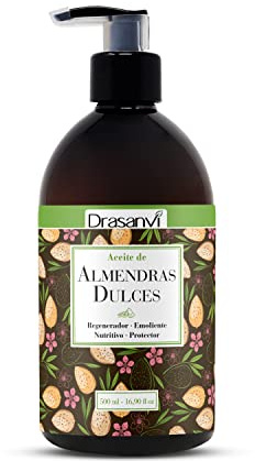 DRASANVI Aceite de Almendras Dulces con Vitamina A y E | Aporta ácidos Grasos Esenciales| Reduce Arrugas y Estrías | Hidrata y Nutre la Piel y el Cabello | uso Tópico o Emoliente| 500 ml