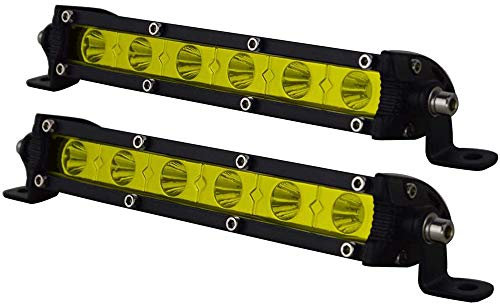 Willpower Faro da Lavoro 2pc 18cm 30W Barra LED Luci Ambra Gialla Spot Beam Faretto Faro LED 12V 24V 6000K Proiettore Fendinebbia Impermeabile IP67 Luci Off Road per Fuoristrada Camion 4x4 ATV Moto