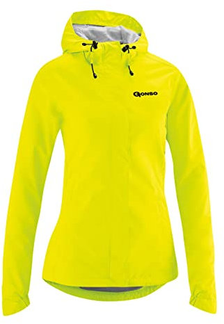 Gonso Sura Light, Damen Fahrradjacke, Wasserdichte Regenjacke, Wasserdicht bis 10.000 mm & winddicht, G-Tex, 2-Lagenlaminat & getapte Nähte, Weite Passform, PFC-frei, Gelb, Gr. 46