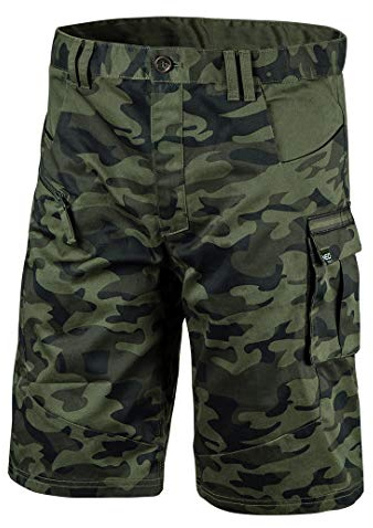 NEO TOOLS korta arbetsbyxor för män, camo, i storlek XS-XXXL, förstärkta sömmar, blandväv 60% bomull, 40% polyester, kamouflagelook, hantverksbyxor kompatibla med EN ISO 13688:2013