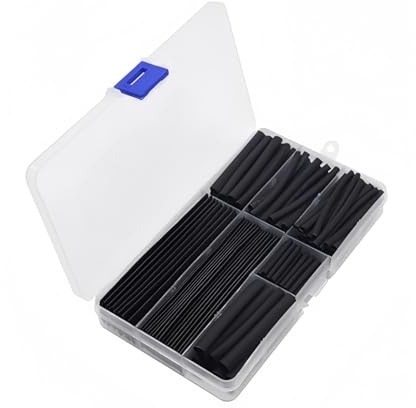 140PCS Black Heat Shrink Tubing kit 9 Size Dual Wall Insulation Heat Shrink Tubing Sleeving Wrap Car Electrical Cable Wire Kit with Plastic Box- 1.5/3.0/4.0/5.0/6.0/8.0/10/12/13mm