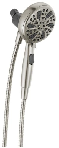 Delta Faucet 6-Spray SureDock Magnetic Shower Head with Handheld Spray, Brushed Nickel Shower Head with Hose, Showerheads & Handheld Showers, MagnaTite Docking, Stainless 75609SN