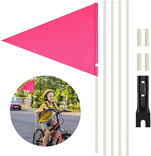 BEIMEIII Sicherheitswimpel 180cm mit Stab reflektierend Rosa Wimpelstange Verstellbare Kinderfahrradfahne Fahrrad Wimpel Für Kinderfahrrad (Rosa)