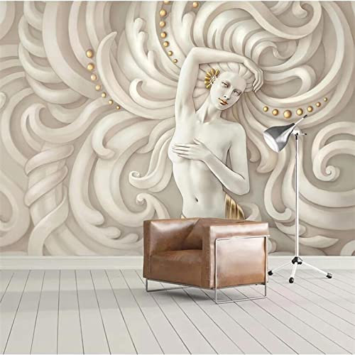 YABAOST Papier Peint Photo 3D Optique 250X175Cm Trompe L Oeil | Déco Mural Tableaux Muraux Photo Femme Sculpture Texture Mural Décor Motif Poster Géant Stickers Muraux Optique Fond Effet