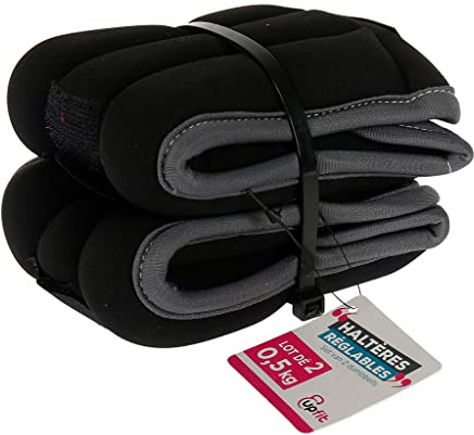 UPFIT 645927 Poids Chevilles et Poignets 0,5kg x2 – Bracelets Lestés Réglables Musculation Fitness – Set Haltères Souples Renforcement Musculaire, Noir